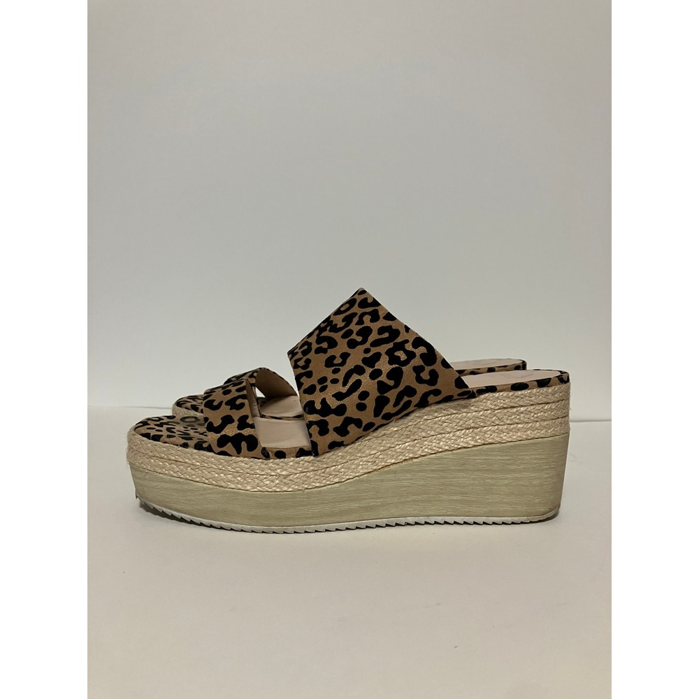 Fergalicious Womens Leopard Print Platform Wedge Sandals 9.5 Leopard Espadrille